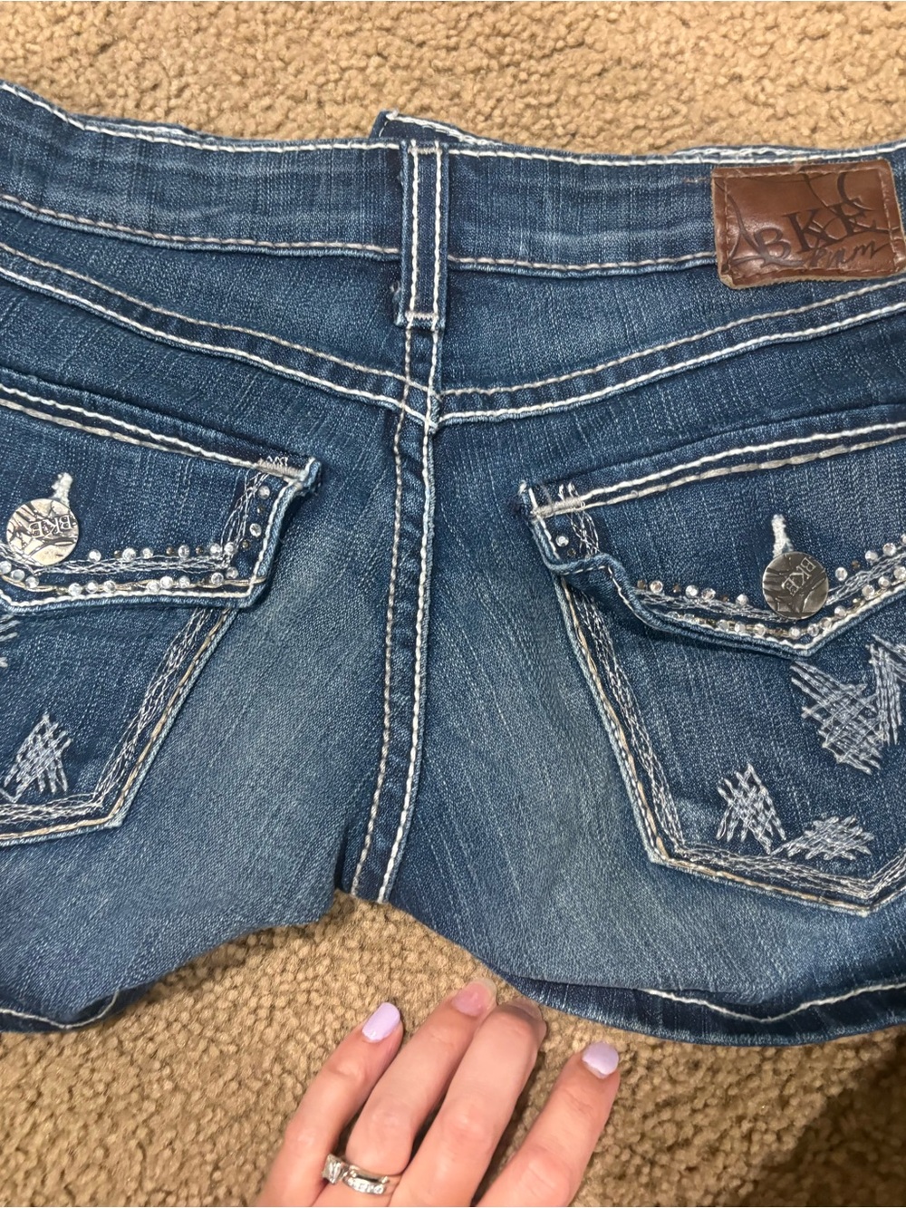 BKE Women's Dark Blue Washed Denim Shorts - Picture 2 of 4